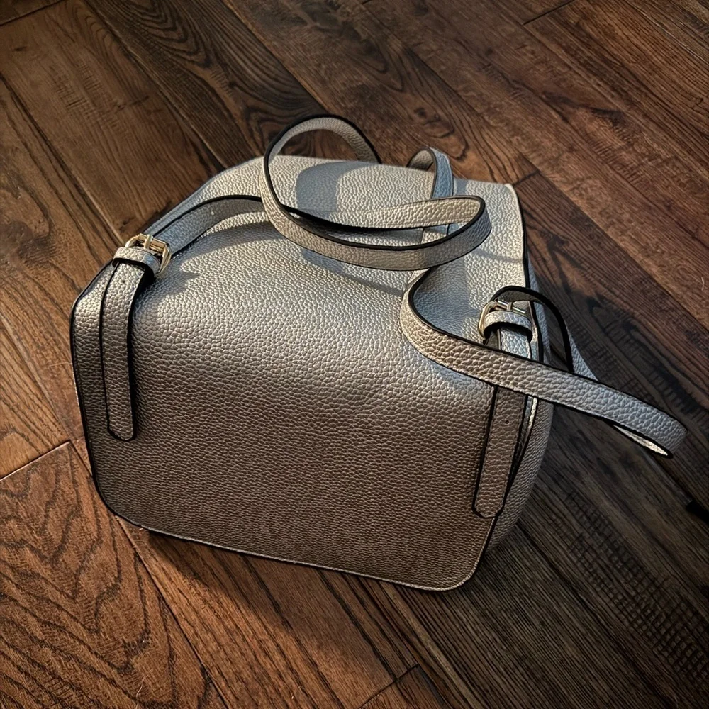 Elegant Gray Backpack with Silver Accent